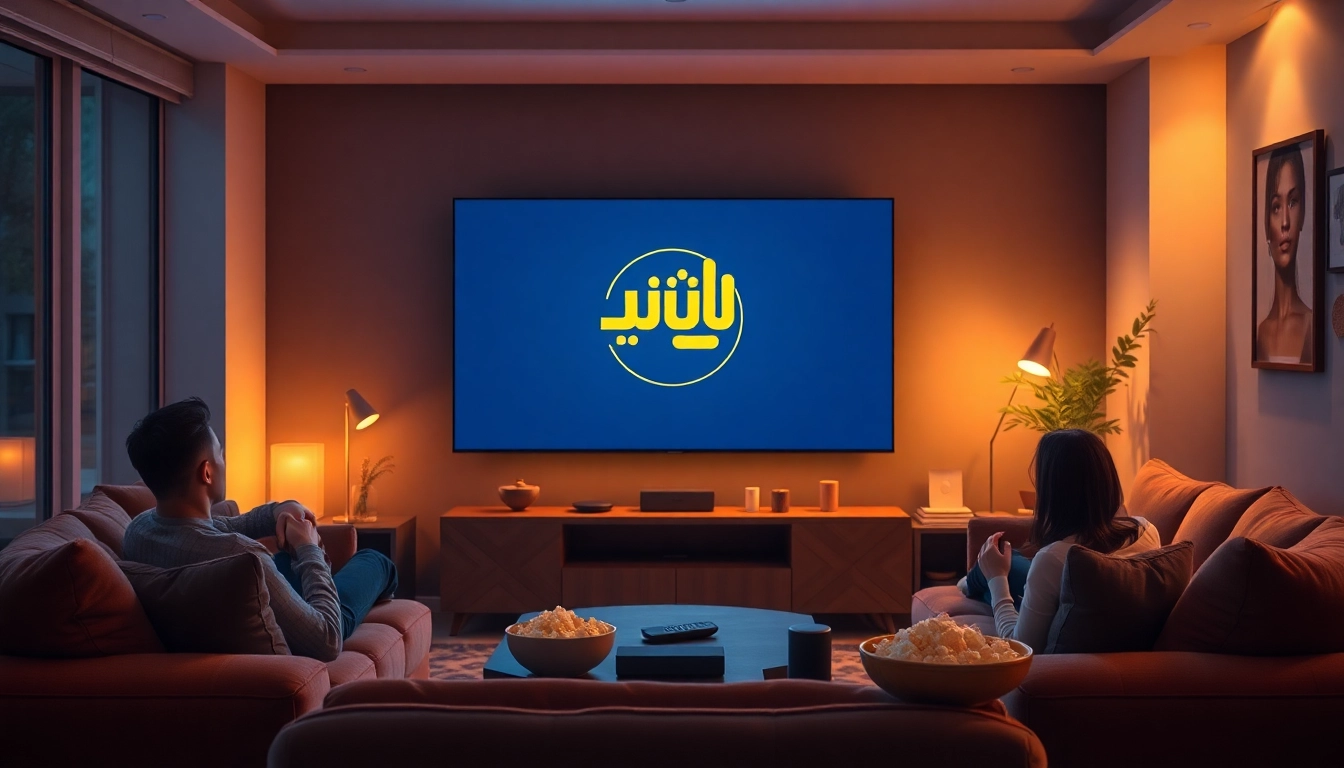 Enjoy a family-friendly movie night experience with اشتراك فاصل بلس subscription showcased in a cozy living room.