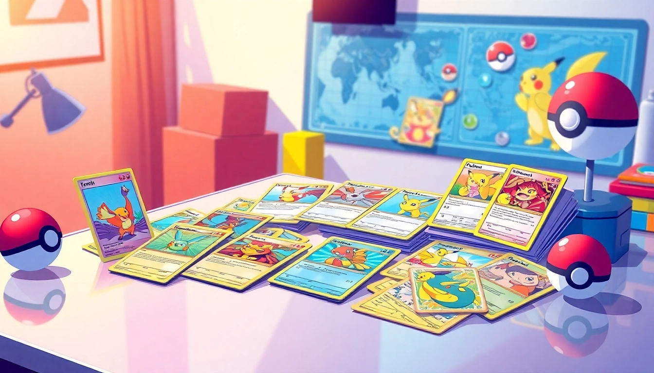 Explore a colorful display of Pokemon cards India showcasing various types and vibrant designs.